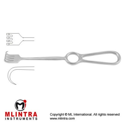 Kocher Retractor 4 Sharp Prongs Stainless Steel, 22 cm - 8 3/4"